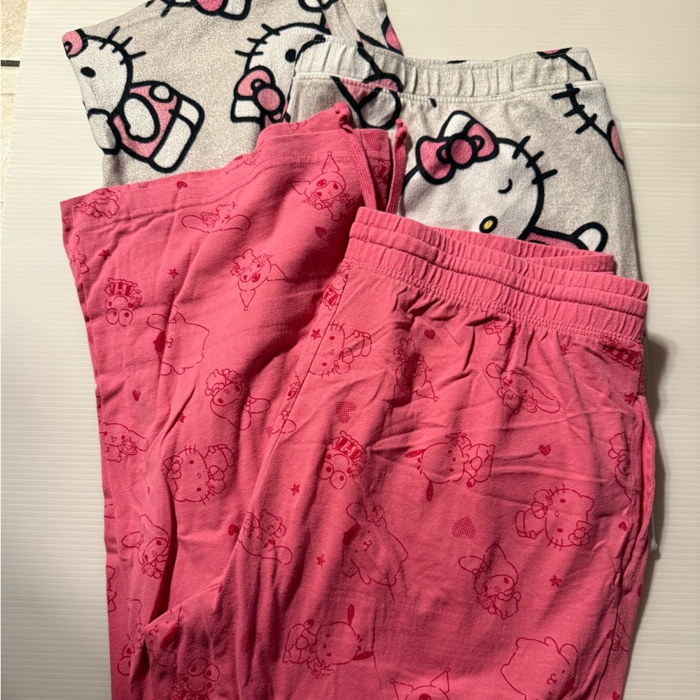 Hello Kitty Pink and Gray Pajama Bottoms